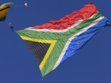 Skydiver with SA flag