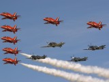 Red Arrows Hawks with Spitfires and Hurricane